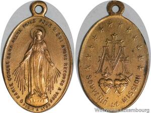 R5510 Médaille France Vierge Marie Souvenir de Mission deux Coeurs SUP -> Offer