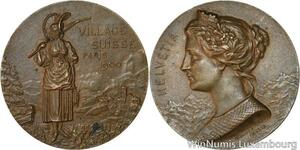 R5515 Medal Suisse Helvetia Village Suisse Paris Geroges Hantz Genève 1900 SUP