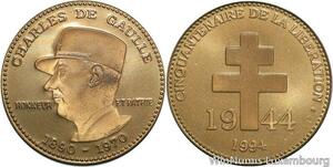 R5529 Médaille Charles de Gaulle 50 ans Libération 1944 1995 Croix Lorraine SPL