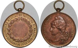 R5544 Médaille Marianne Concours Musical Faubourg St Waast Soissons 1895
