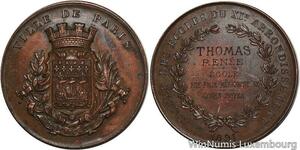 R5547 Médaille Caisse Ecoles Thomas Renée 32 Rue Folie Méricourt 1891 Paris SUP