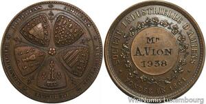 R5551 Médaille Société Industrielle Amiens Abbeville Mondidier Doullens 1938 SUP