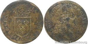 R5578 Jeton Louis XIV Ecu de France Couronné 3 Lis Nuremberg 1638 1715