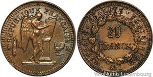 R5601 Jeton France Maison Close 20 Francs Génie République Or Gold A Paris SUP