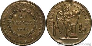 R5602 Jeton France Maison Close 20 Francs Génie République 1887 Or Gold
