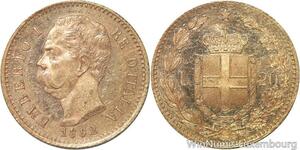 R5905 Rare Italy 20 Lire Umberto I Or Gold 1882 R Roma AU -&gt; Make offer