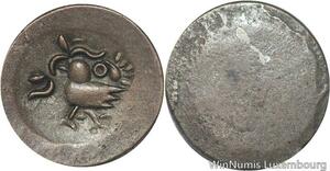 R5937 Rare Cambodia 2 Pe 1/2 Fuang Norodom I ND 1847 Rooster Silver AU >M offer