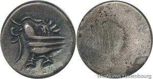 R5942 Rare Cambodia 2 Pe 1/2 Fuang Norodom I ND 1847 Rooster Silver AU >M offer