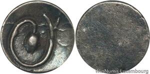 R5944 Rare Cambodia Bi 1/2 Pe Ang Duong ND 1847 Lotus flower Spiral Silver AU