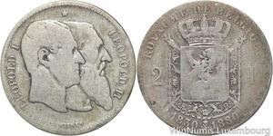 R5959 Belgium 2 Francs Léopold II 1830 1880 -> Make offer