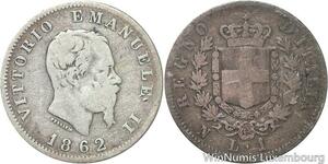 R5965 Rare Italy Lire Victor Emmanuel II 1862 N Napoli Silver -> Make offer