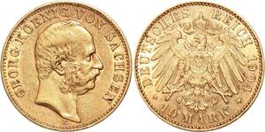 AA186 Germany 10 Marks Georg Sachsen 1904 E Or Gold AU ->Make offer