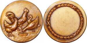 AA389 Médaille Coq poule Rooster Chicken ->Make offer
