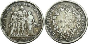 AA409 France 5 Francs Hercule 1874 K Bordeaux Argent Silver ->Make offer