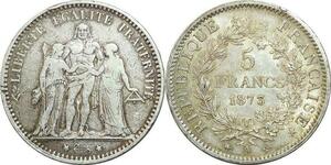 AA410 France 5 Francs Hercule 1873 A Paris Argent Silver SUP+ ->Make offer