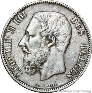 AA413 Belgique 5 Francs Leopold II 1872 Argent Silver -&gt;Make offer