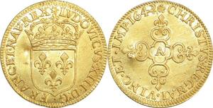 AA480 France Ecu d'Or Louis XIII 1642/1 A Paris Frappe Moulin Gold SUP