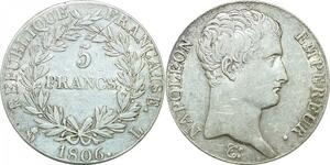 AA547 Rare France 5 Francs Napoléon I 1806 L Bayonne Silver -> Make offer 