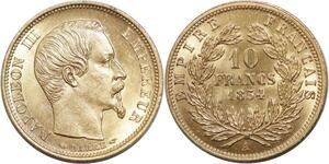 AA562 Rare France 10 Francs Napoléon III 1854 A Lisse PCGS MS64+ Or Gold 