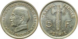 CC017 Rare 5 Francs Pétain 1941 SPL FDC --> Faire offre