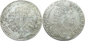 EE0001 Rare Ecu 3 Couronnes Louis XIV 1709 & Aix en Provence Argent -> offre