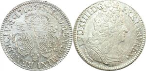 EE0003 Rare Ecu 3 Couronnes Louis XIV 1710 S Reims Argent -> F offre 