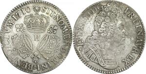 EE0009 Rare Ecu 3 Couronnes Louis XIV 1710 H La Rochelle Argent -> F offre