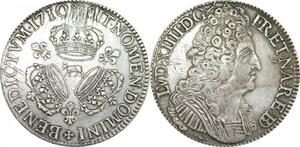 EE0013 Rare Ecu 3 Couronnes Louis XIV 1710 Vachette Pau Argent -> F offre