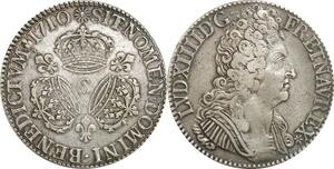 EE0015 Rare Ecu 3 Couronnes Louis XIV 1710 C Caen Argent -> F offre