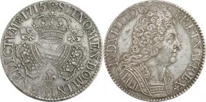 EE0022 Rare Ecu 3 Couronnes Louis XIV variété 1715 /13 A Paris Argent 