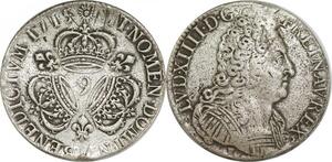EE0032 Rare Faux Epoque Ecu 3 Couronnes Louis XIV 1715 9 Rennes
