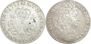 EE0041 Rare R3 Ecu 3 Couronnes Louis XIV 1711 E Tours Argent -> F offre