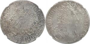 EE0065 Rare Ecu 3 Couronnes Louis XIV 1710 G Poitiers NGC AU58