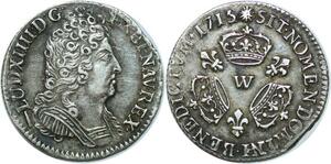 EE0067 Rare 1/10 Ecu 3 couronnes Louis XIV 1713 W Lille Argent -> offre SUP