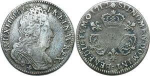 EE0073 Rare 1/10 Ecu 3 couronnes Louis XIV 1712 K Bordeaux Argent -> offre 