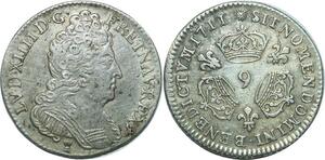 EE0090 Rare 1/10 Ecu 3 couronnes Louis XIV 1711 9 Rennes Argent -> F offre 