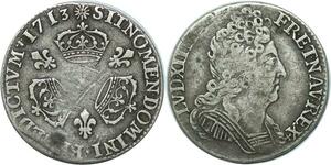 EE0094 Rare 1/10 Ecu 3 couronnes Louis XIV 1713 X Amiens Argent -> F offre 