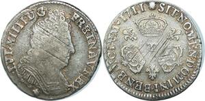 EE0123 Rare 1/10 Ecu 3 couronnes Louis XIV 1711 T Nantes Argent -> F offre