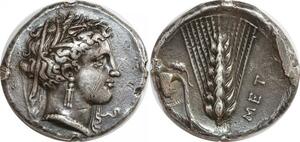 EE0169 Rare Lucania Metapontum Tetradrachm Demeter Met Epi 430-400 BC