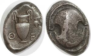 EE0173 Greek Béotie Thèbes Statère Bouclier amphore Θ / Ε 425-400 BC Silver