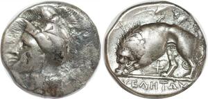 EE0178 Greek Lucania Velia Stater Athena Lion YEΛHTΩN Circa 334-300 BC