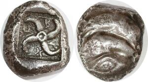 EE0184 Rare Greek Lydie Thibanuwa Stater Dolphins Tetraskelis 420-400 BC