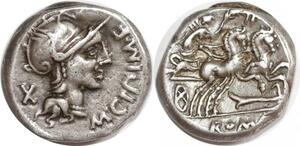 EE0196 Roman Empire Denarius Cipius Victory 115-114 BC Roma Silver