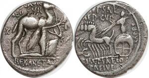 EE0205 Nabataean Denarius Aretas M Aemilius Scaurus Plautius Hypsaeus 58 BC 