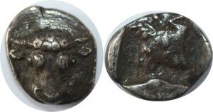 EE0216 Rare Greek Thessalia Larissa Obole Bull Horse 479-465 BC Silver