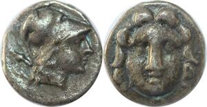 EE0221 Greek Pisidia Selge Obole Gorgoneion Athena 350-300 BC Silver
