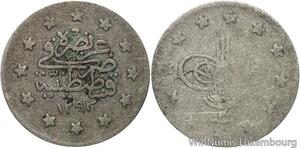 R6006 Ottoman Empire Turkey 1 Kurus Abdul Hamid II AH 1293 1903 Silver > M offer