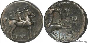 R6073 Rare Greek Calabria Tarentum Statere Didrachm Zeneas 272 240 BC Silver