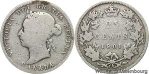 R6075 Rare Canada 25 Cents Victoria 1901 Silver -> Make offer