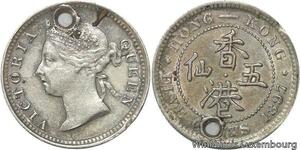 R6091 Hong Kong 5 Cents Victoria 1897 Silver AU -> Make offer